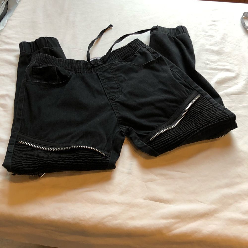 Encrypted Pants Black L6 Kids Zipper decoration